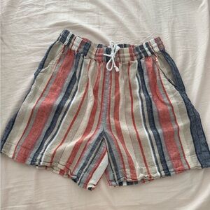 BeachLunchLounge Striped Linen Cotten Blend Shorts